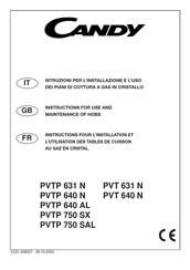 Candy PVTP 640 N Instructions For Use And Maintenance Manual