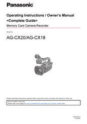 Panasonic AG-CX20EJ Operating Instructions Manual