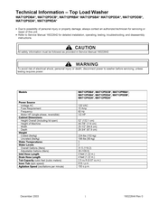 Maytag MAT12PSBA Series Technical Information