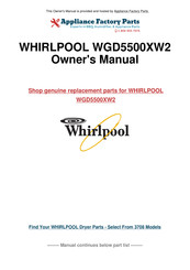 Whirlpool WGD5500XW2 Installation Instructions Manual