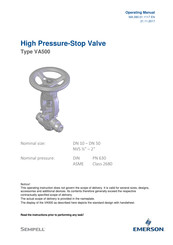 Emerson SEMPELL VA500 Operating Manual