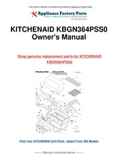 KitchenAid KBGN364PSS0 Installation Instructions And Use And Care Manual
