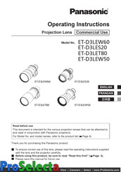 Panasonic ET-D3LEW50 Operating Instructions Manual