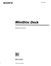 Sony MDS-JA3ES Operating Instructions addendum Page 26 and 27 Operating Instructions Manual