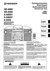 Pioneer S-A600V Operating Instructions Manual