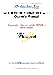 Kitchenaid 9KSM150PSWH0 Manual