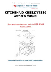 KitchenAid KBSS271T Installation Instructions And Use & Care Manual