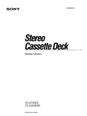 Sony TC-K333ESR Operating Instructions Manual