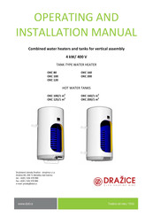 Nibe DRAZICE OKC 200/1 m2 2/6 kW Operating And Installation Manual