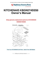 KitchenAid KFGR270 Installation Instructions And Use And Care Manual