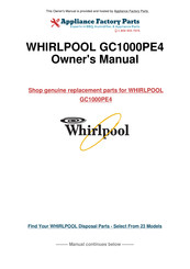 Whirlpool GC1000 Use And Care Manual
