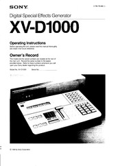 レア品　SONY DIGITAL SEG XV-D1000 ソニー　説明書付き Sony XV-D1000 Manuals | ManualsLib