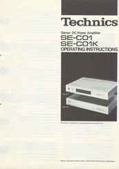 Technics SE-C01K Operating Instructions Manual