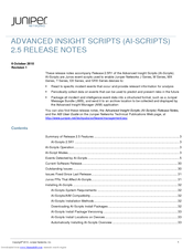 Juniper ADVANCED INSIGHT SCRIPTS 2.5 - RELEASE NOTES REV 1 Release Note