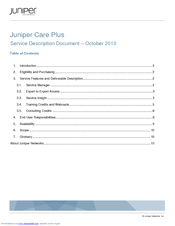 Juniper JUNIPER CARE PLUS - SERVICE DESCRIPTION DOCUMENT 10-2010 Manual