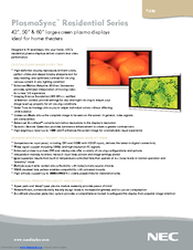 NEC PlasmaSync 60XC10 Specifications