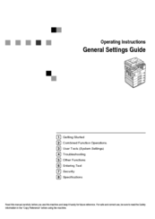 Ricoh 412429K1 - Aficio 2020 B/W Laser General Settings Manual