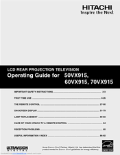 Hitachi 50VX915 - LCD Projection TV Operating Manual