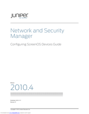 Juniper NETWORK AND SECURITY MANAGER 2010.4 - CONFIGURING INTRUSION DETECTION PREVENTION DEVICES GUIDE REV 01 Manual