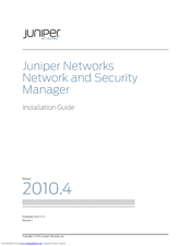 Juniper NETWORK AND SECURITY MANAGER 2010.4 -  REV1 Installation Manual