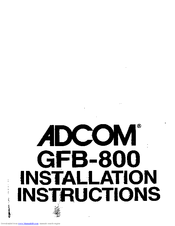 ADCOM GFB-800 Installation Instructions Manual