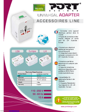 PORT DESIGNS UNIVERSAL ADAPTER Datasheet
