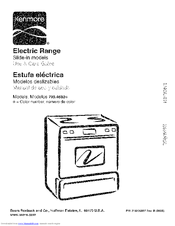 Kenmore 4689 - 30 in. Slide-In Electric Range Use & Care Manual