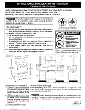 Kenmore 7749 - Elite 30 in. Gas Range Installation Instructions Manual