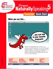 Dragon Systems DRAGON NATURALLYSPEAKING ESSENTIALS 5-QUICK START Quick Start Manual
