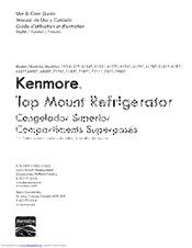 Kenmore 6580 - 18.2 cu. Ft. Top Freezer Refrigerator Use And Care Manual