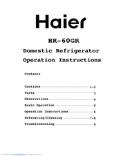 Haier HR-60GR Operation Instructions Manual