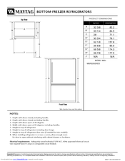 Maytag MBR2262KES - 21.9 cu. Ft. Bottom-Freezer Refrigerator Dimensions