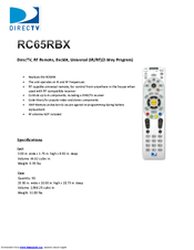 DIRECTV RC65RBX Specifications