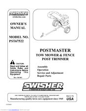 SWISHER POSTMASTER PST67522 Owner's Manual