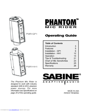 SABINE PHANTOM MIC RIDER PMR-GP1 Operating Manual
