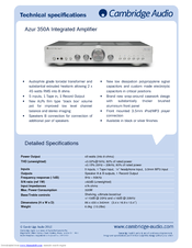 Cambridge Audio azur 350A Detailed Specifications