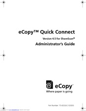 eCopy 3323B001 - imageFORMULA ScanFront 220e Administrator's Manual
