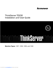 Lenovo ThinkServer TD230 1027 Installation And User Manual