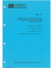 DURKOPP ADLER 745-21 Manual
