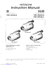 Hitachi VMH-945LA - Camcorder Instruction Manual
