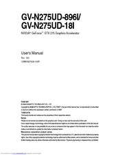 Gigabyte GV-N275UD-896I User Manual