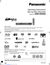 Panasonic Diga DMR-BW880 Operating Instructions Manual