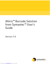 SYMANTEC ALTIRIS BARCODE SOLUTION 7.0 - V1.0 Manual