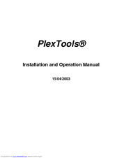 PLEXTOR PLEXTOOL Installation And Operation Manual