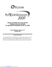 PLEXTOR PlextorManager 2000 Manual