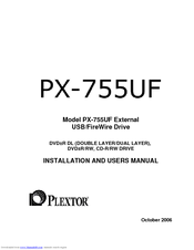 PLEXTOR PX-755UF Installation And User Manual
