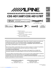 Alpine CDE-HD138BT Mode D'emploi