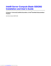 Intel SBXD62 - Server Compute Blade Installation And User Manual