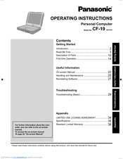 Panasonic CF-19RHRAXPE Operating Instructions Manual