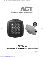 ACT ACT5 PROX Operating And Installation Instructions
